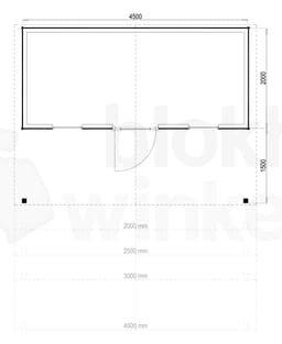 Plattegrond Woodford houtskeletbouw tuinhuis Kansas City 450x200