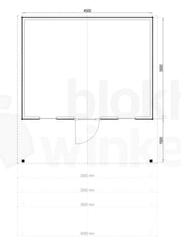 Plattegrond Woodford houtskeletbouw tuinhuis Kansas City 450x350