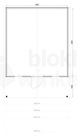 Plattegrond Woodford houtskeletbouw tuinhuis Kansas City 450x500