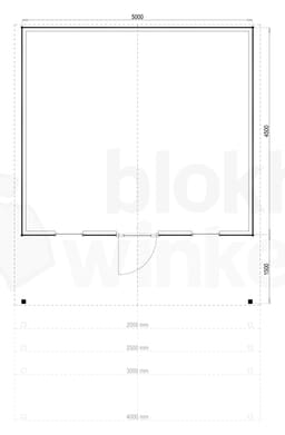 Plattegrond Woodford houtskeletbouw tuinhuis Kansas City 500x450