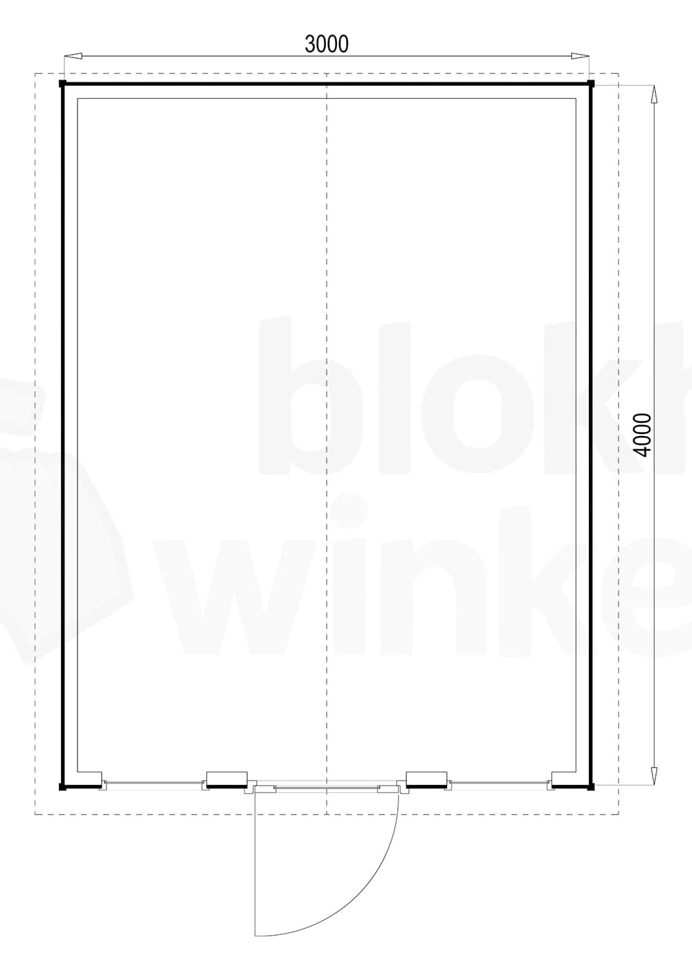 Plattegrond Woodford houtskeletbouw tuinhuis Louisville 300x400