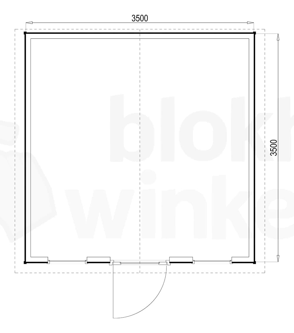 Plattegrond Woodford houtskeletbouw tuinhuis Louisville 350x350