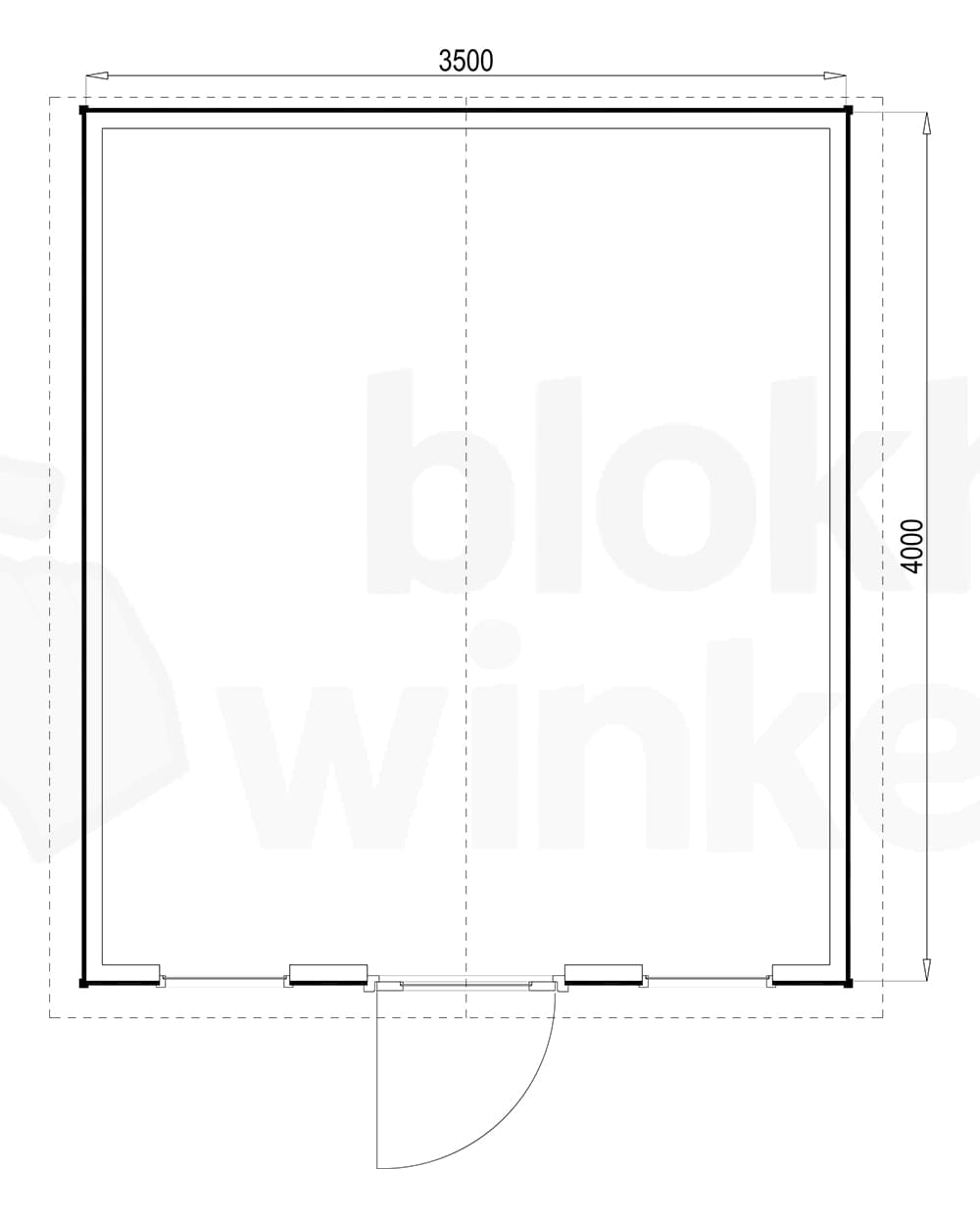 Plattegrond Woodford houtskeletbouw tuinhuis Louisville 350x400