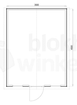 Plattegrond Woodford houtskeletbouw tuinhuis Louisville 350x450