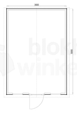 Plattegrond Woodford houtskeletbouw tuinhuis Louisville 350x500