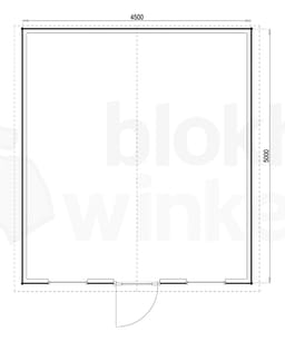 Plattegrond Woodford houtskeletbouw tuinhuis Louisville 450x500