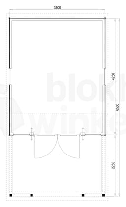 Plattegrond Woodford houtskeletbouw tuinhuis Norwich 350x650
