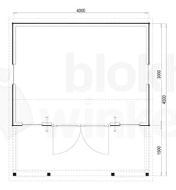 Plattegrond Woodford houtskeletbouw tuinhuis Norwich 400x450