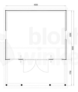 Plattegrond Woodford houtskeletbouw tuinhuis Norwich 400x500
