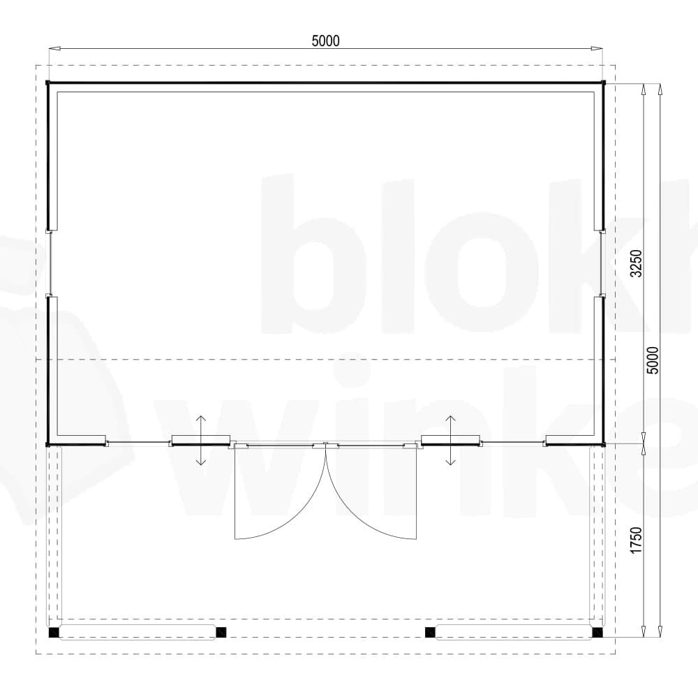 Plattegrond Woodford houtskeletbouw tuinhuis Norwich 500x500