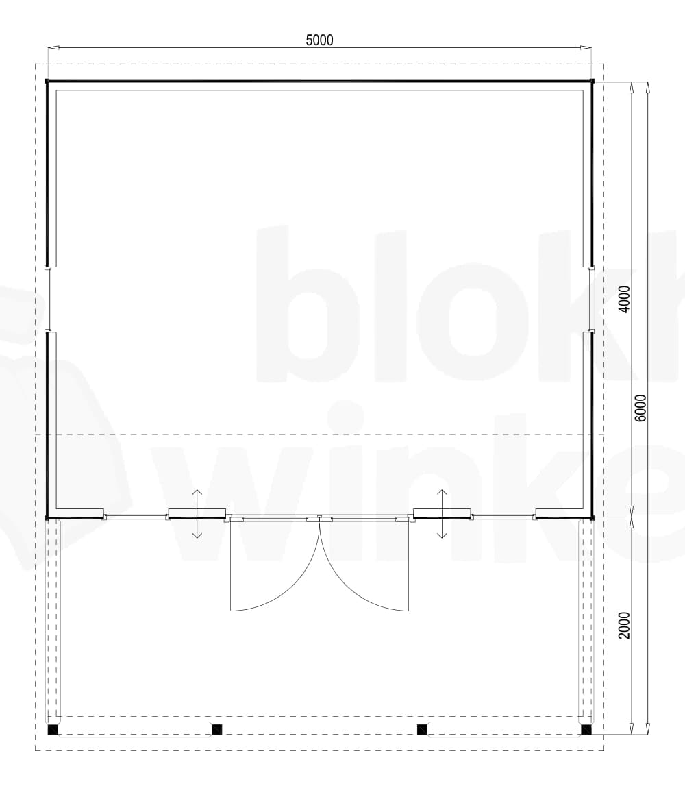 Plattegrond Woodford houtskeletbouw tuinhuis Norwich 500x600