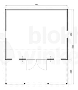 Plattegrond Woodford houtskeletbouw tuinhuis Norwich 500x600
