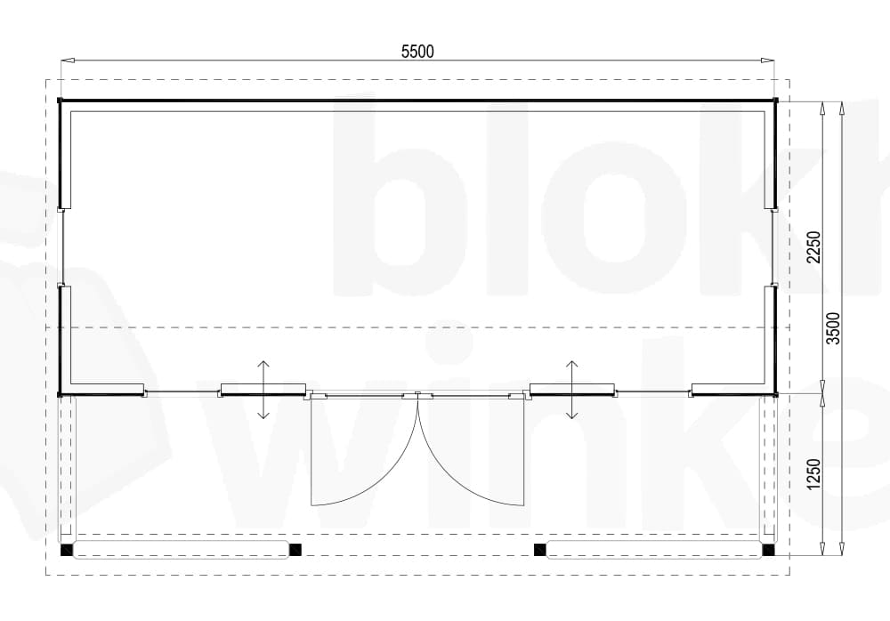 Plattegrond Woodford houtskeletbouw tuinhuis Norwich 550x350