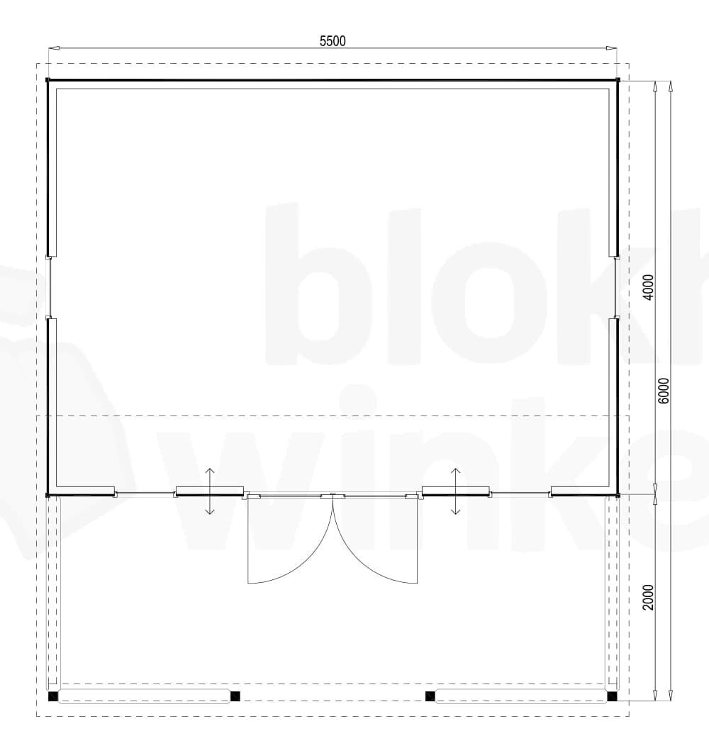 Plattegrond Woodford houtskeletbouw tuinhuis Norwich 550x600