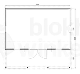 Plattegrond Woodford houtskeletbouw tuinhuis Norwich 600x550
