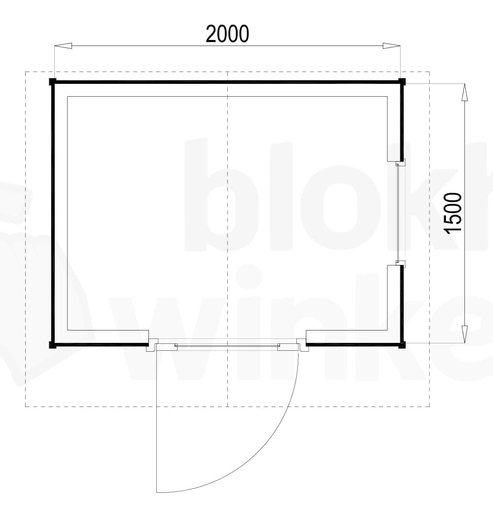 Plattegrond Woodford houtskeletbouw tuinhuis Portland 200x150