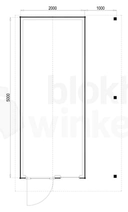 Plattegrond Woodford houtskeletbouw tuinhuis Rockford 200x500