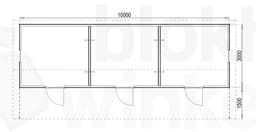 Plattegrond Woodford houtskeletbouw tuinhuis Sacramento 1000x300