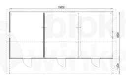 Plattegrond Woodford houtskeletbouw tuinhuis Sacramento 1000x450