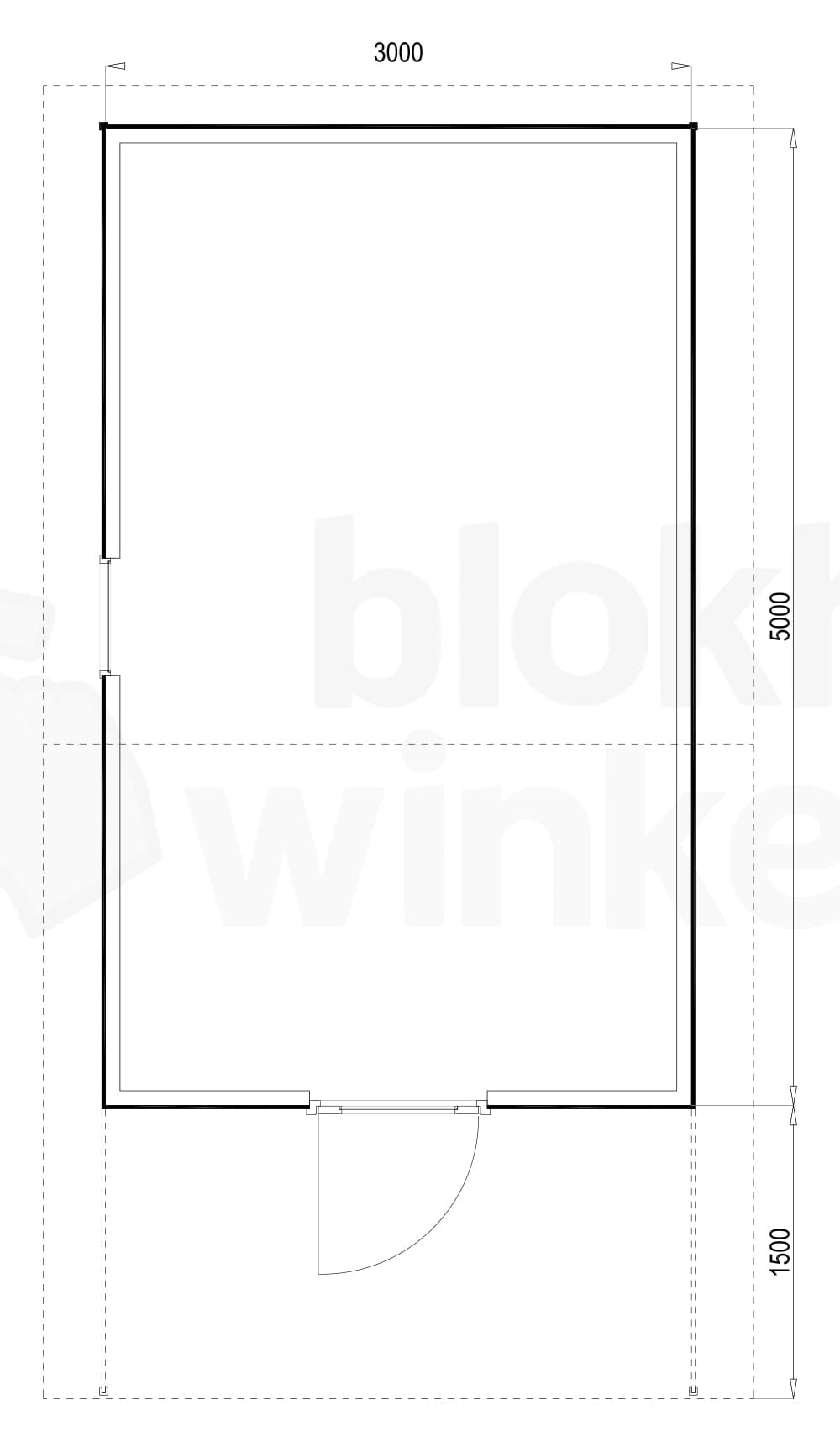 Plattegrond Woodford houtskeletbouw tuinhuis Sacramento 300x500