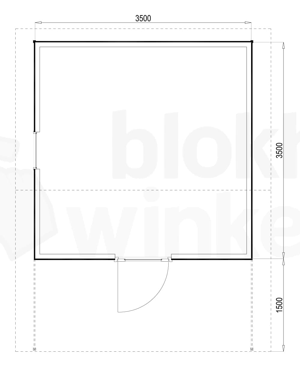 Plattegrond Woodford houtskeletbouw tuinhuis Sacramento 350x350