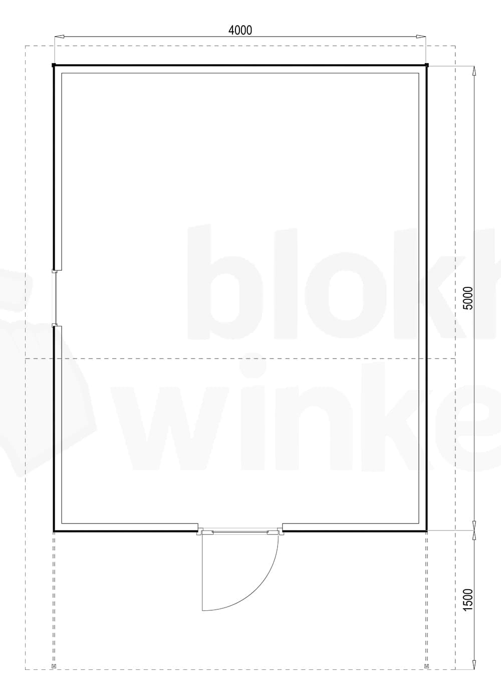 Plattegrond Woodford houtskeletbouw tuinhuis Sacramento 400x500