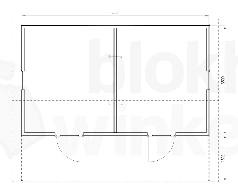 Plattegrond Woodford houtskeletbouw tuinhuis Sacramento 600x350