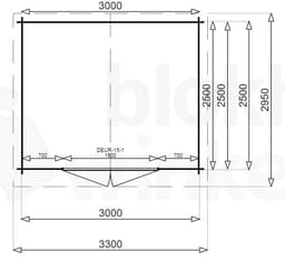 blokhut Montana 300x250 gecoat - Luxhouse - FFMO300250-GECOAT - 320x270