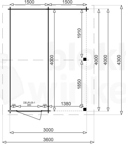 blokhut Montana Lounge 150x400 geïmpregneerd - Luxhouse - FFMOL150x400-DI - 170x420