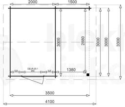 blokhut Montana Lounge 200x300 geïmpregneerd - Luxhouse - FFMOL200x300-DI - 220x320