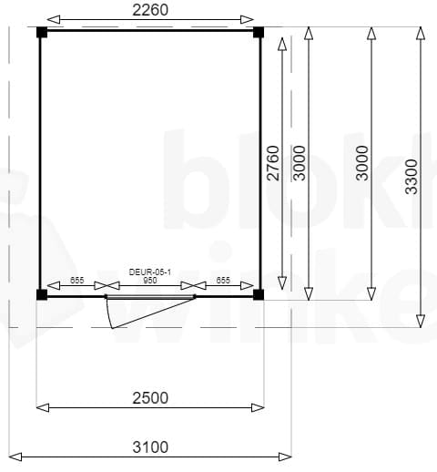 actie blokhut plat dak New Jersey 250x300 - Luxhouse - FFNJ250300 - 250x300