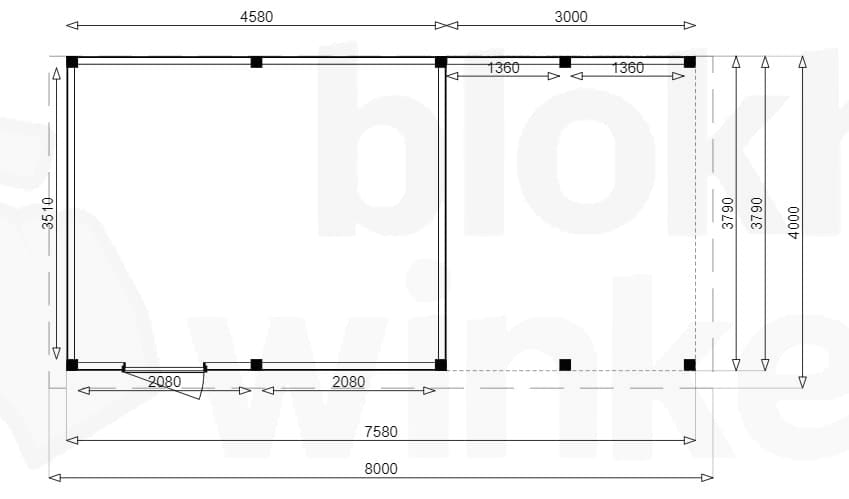 Plattegrond Douglas Tuinhuis Sydney Lounge 500x400