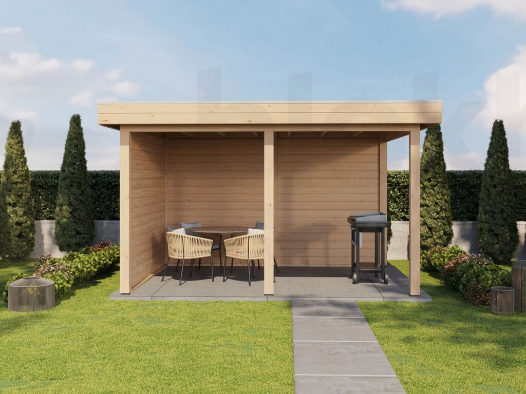 Plattegrond Lugarde Select Veranda Vorden 388x300cm - 28mm - Plat dak - Onbehandeld