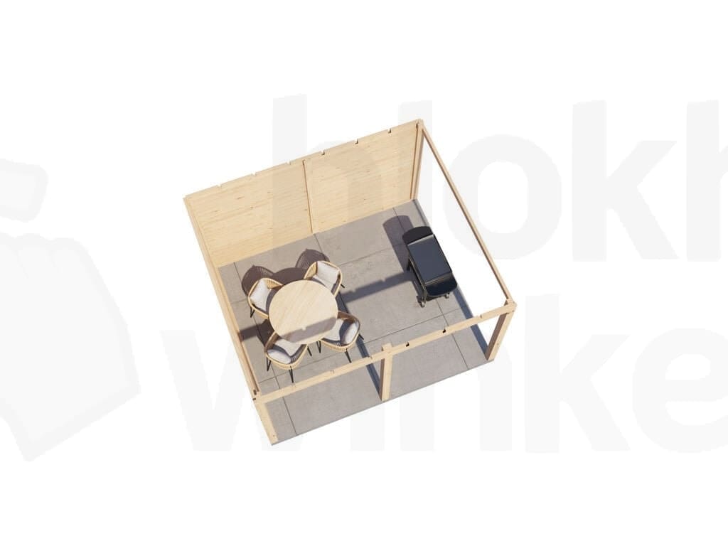 Plattegrond Lugarde Select Veranda Egmond 388x350cm - 28mm - Plat dak - Onbehandeld