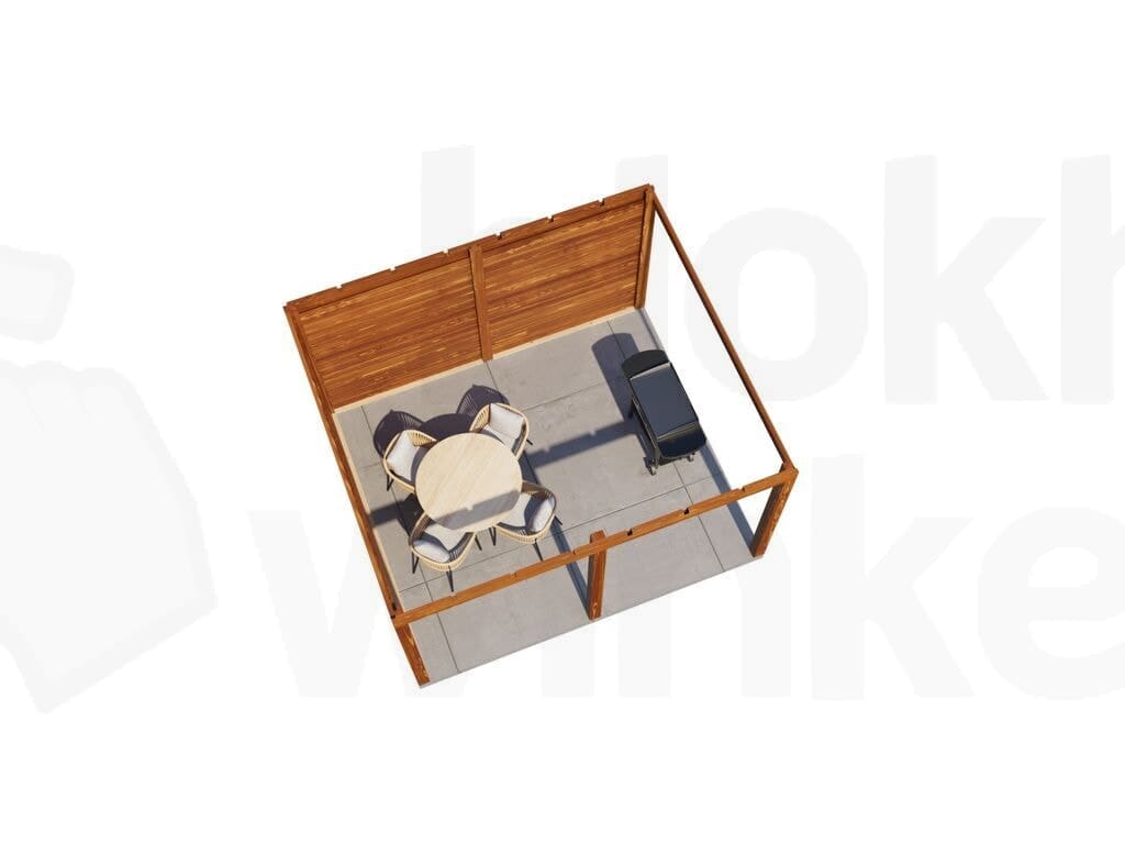 Plattegrond Lugarde Select Veranda Egmond 388x350cm - 28mm - Plat dak - Behandeld