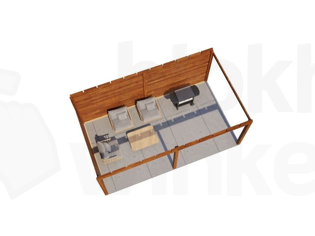 Plattegrond Lugarde Select Veranda Vlissingen 588x350cm - 28mm - Plat dak - Behandeld
