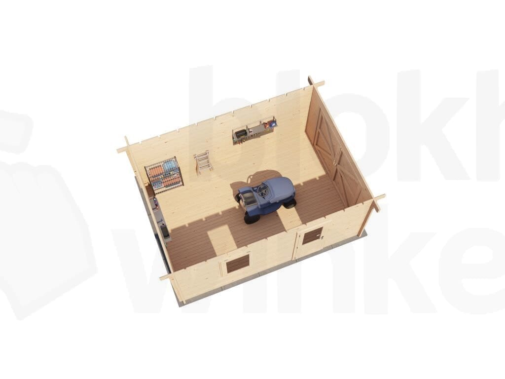Plattegrond Lugarde Select Blokhut Eibergen met garagedeur 350x500cm - Onbehandeld