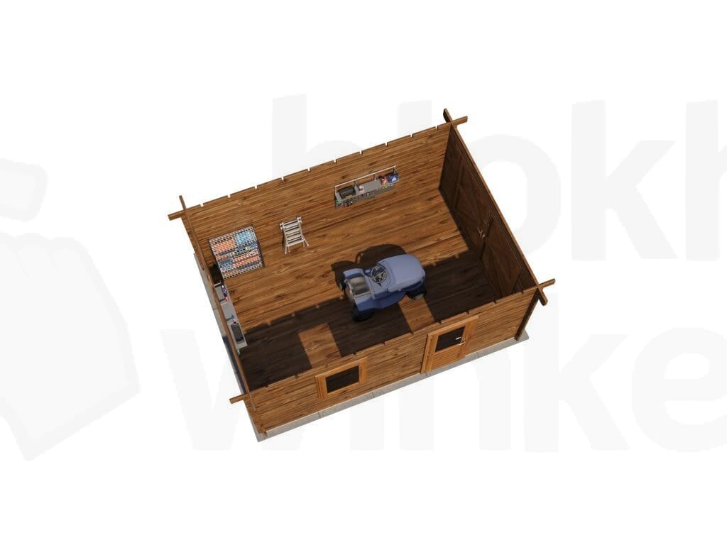 Plattegrond Lugarde Select Blokhut Eibergen met garagedeur 350x500cm - Behandeld