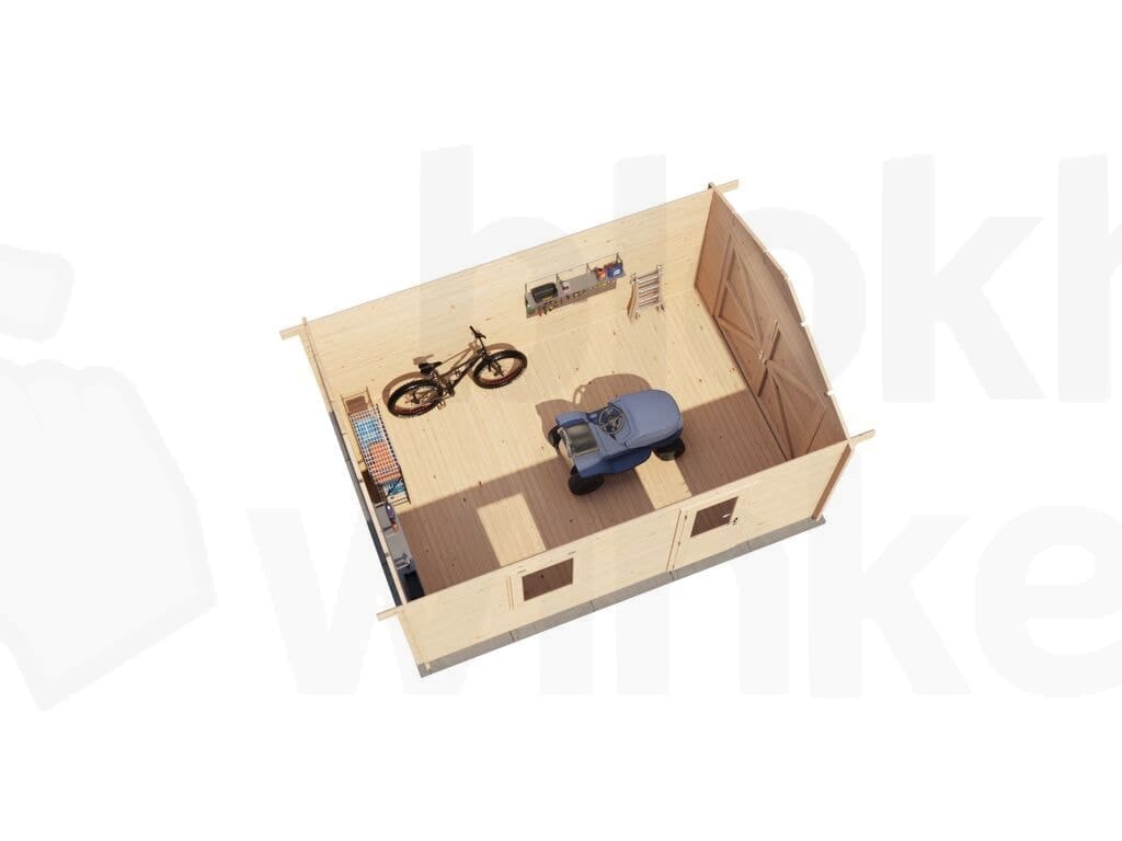 Plattegrond Lugarde Select Blokhut Opheusden met garagedeur 350x500cm - Onbehandeld