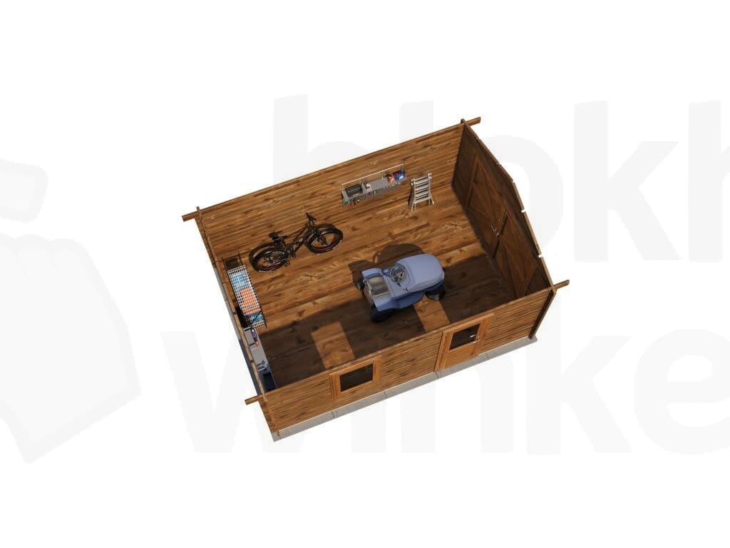 Plattegrond Lugarde Select Blokhut Opheusden met garagedeur 350x500cm - Behandeld