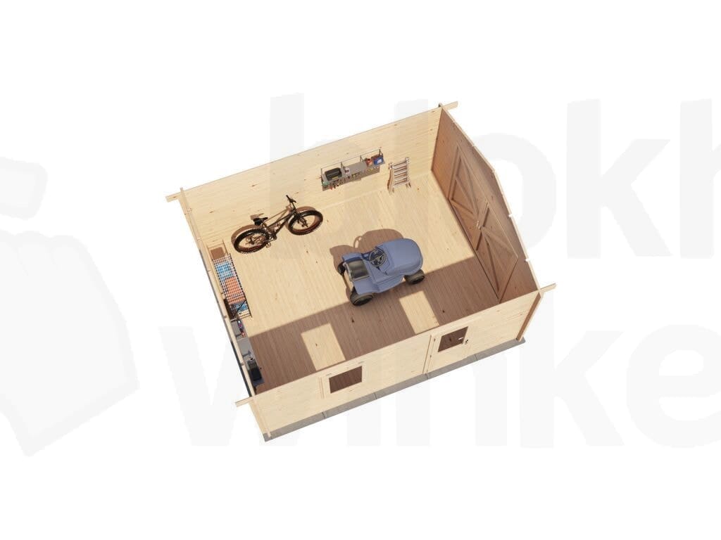 Plattegrond Lugarde Select Blokhut Kesteren met garagedeur 400x500cm - Onbehandeld