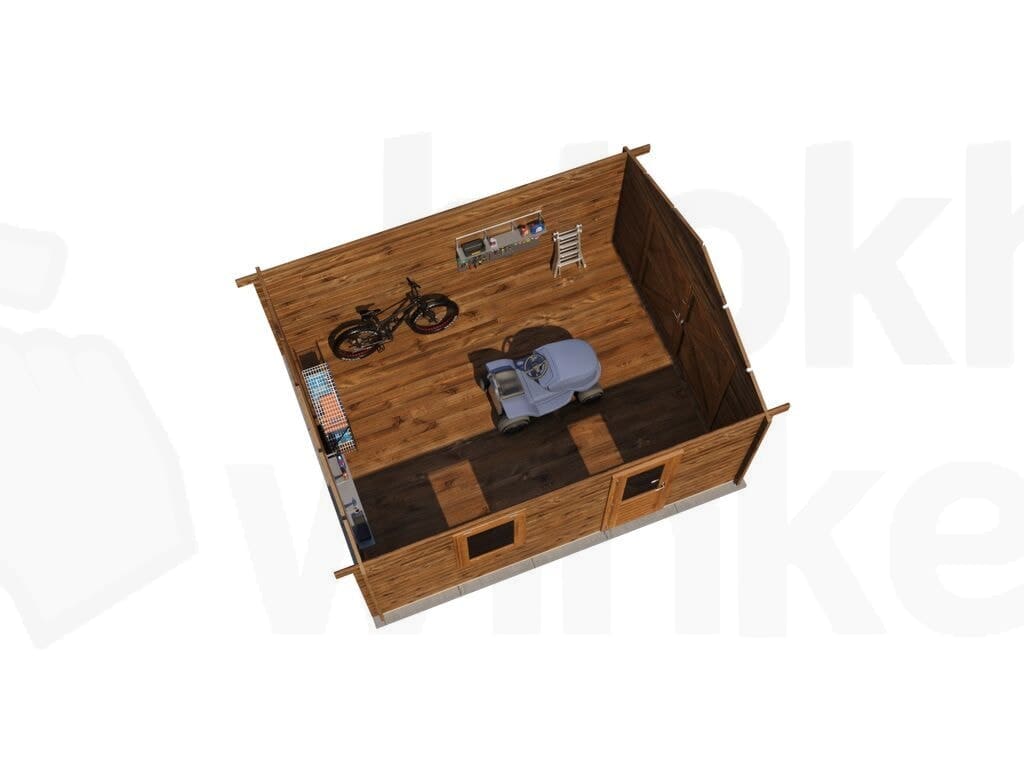 Plattegrond Lugarde Select Blokhut Kesteren met garagedeur 400x500cm - Behandeld