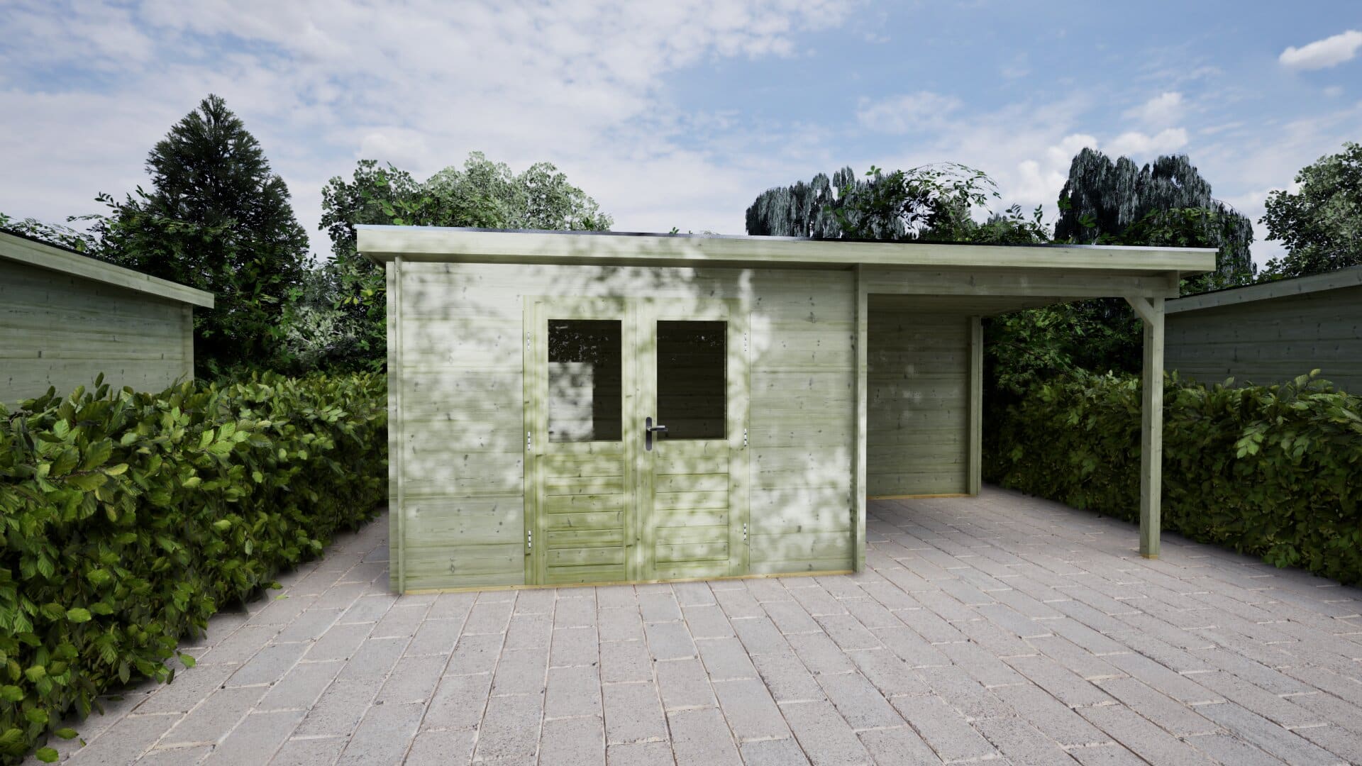 Blokhut Jasmijn 300x250 + 250 Keteldruk geïmpregneerd | Inclusief EPDM, fundamentbalken en bezorging!
