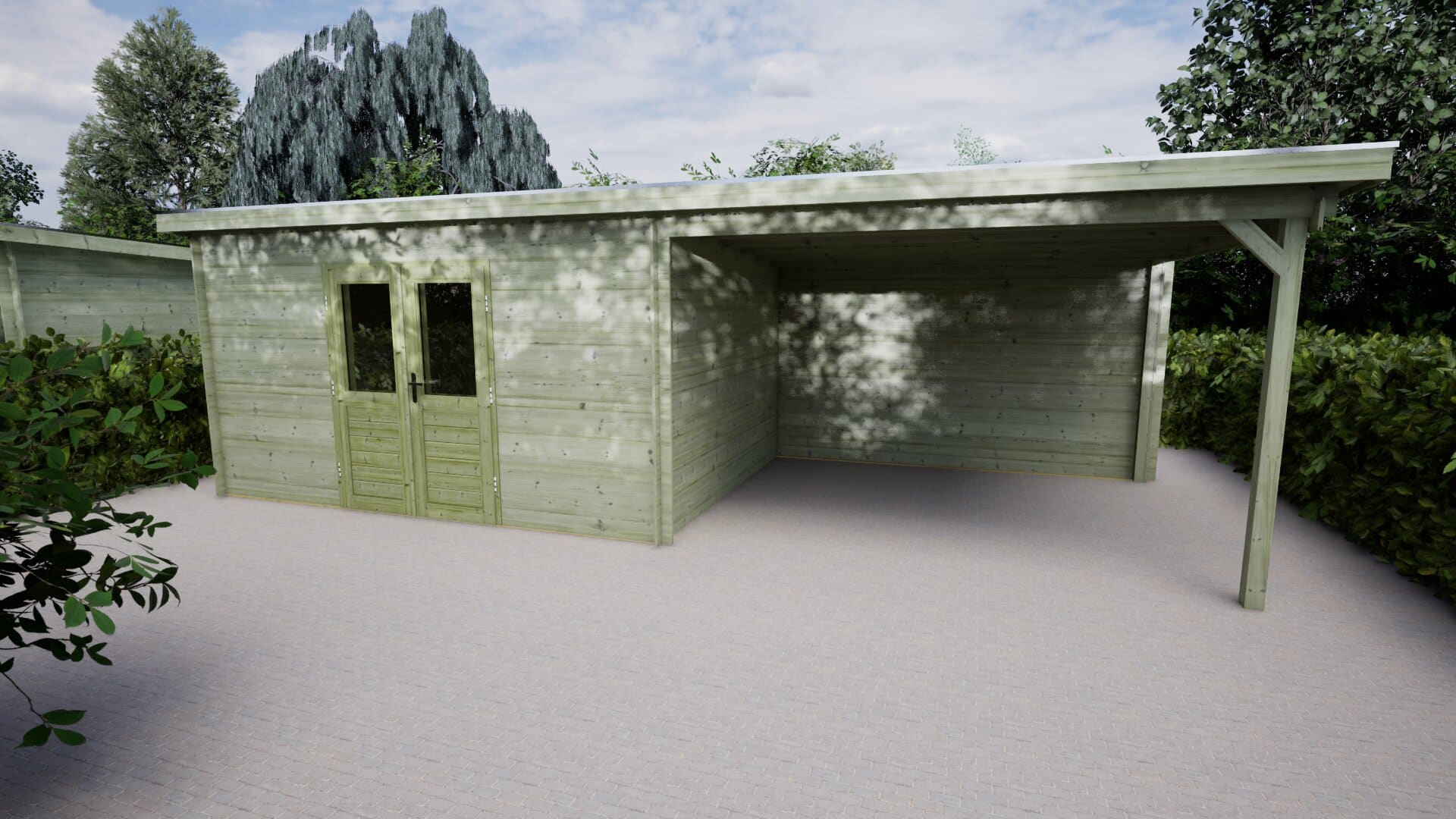 Blokhut Lavendel 400x300 + 400 Keteldruk geïmpregneerd | Inclusief EPDM, fundamentbalken en bezorging!