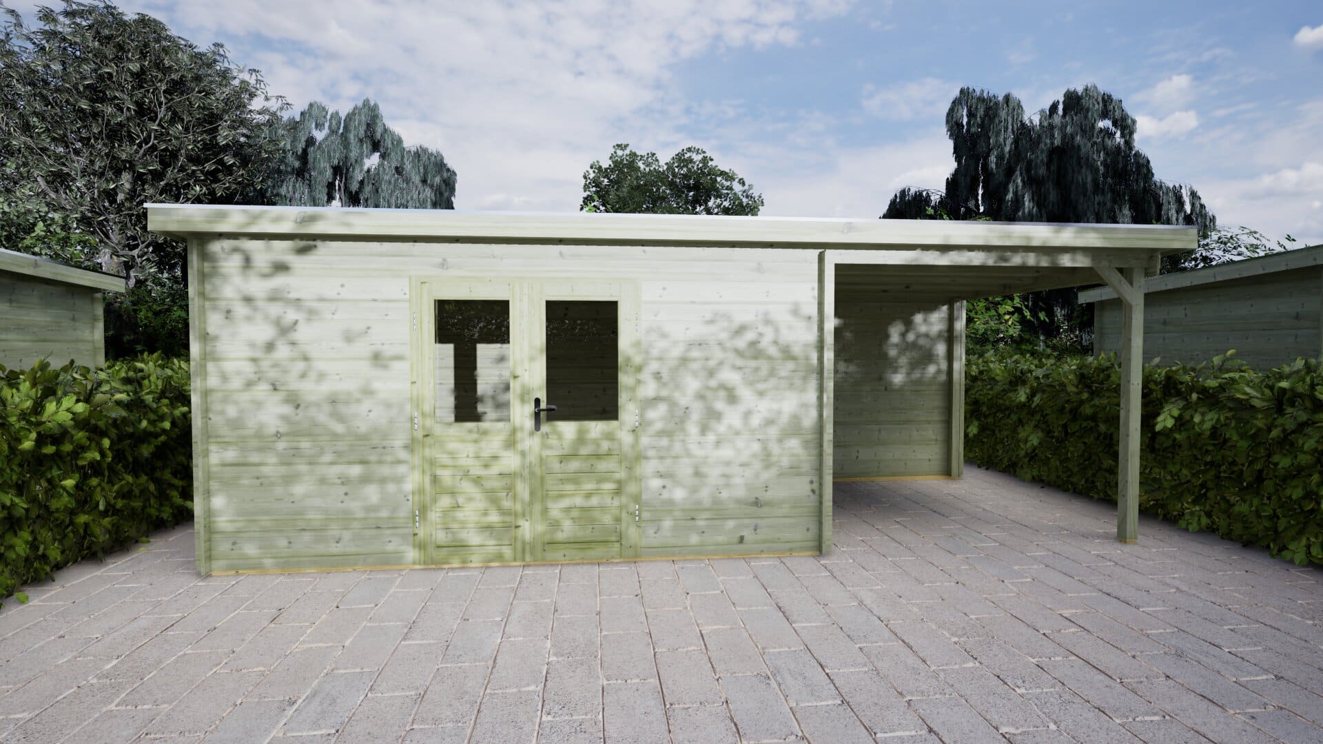 Blokhut Lelie 400x250 + 250 Keteldruk geïmpregneerd | Inclusief EPDM, fundamentbalken en bezorging!