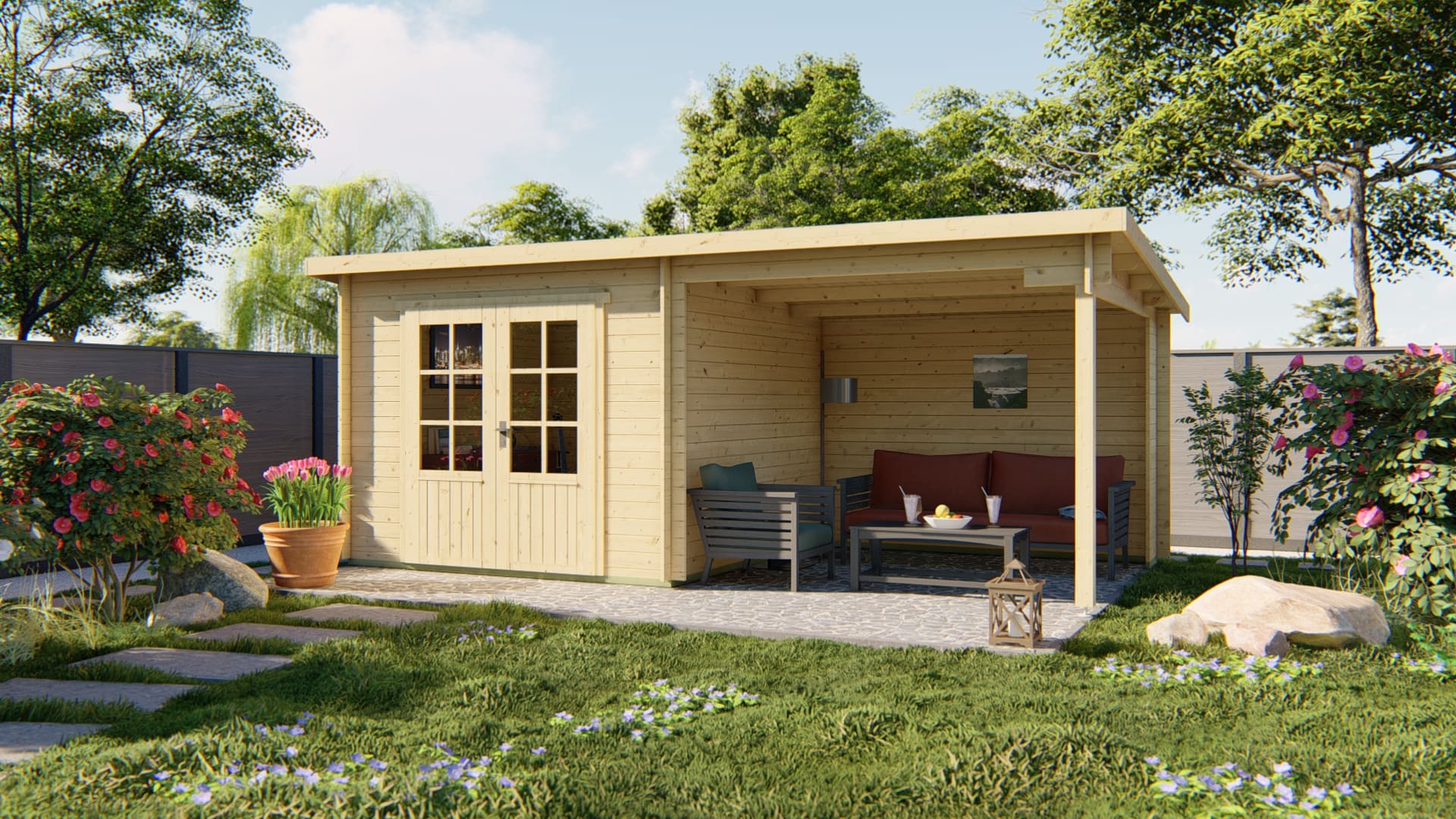 Blokhut Chappo geïmpregneerd | Inclusief fundamentbalken, easyroofing, startset en bezorging!