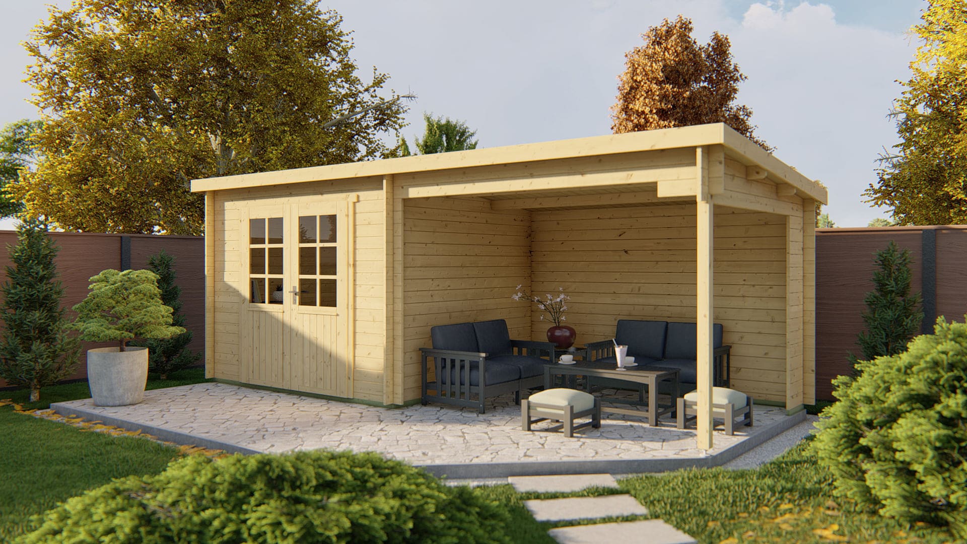 Blokhut Freddy geïmpregneerd | Inclusief fundamentbalken, easyroofing, startset en bezorging!