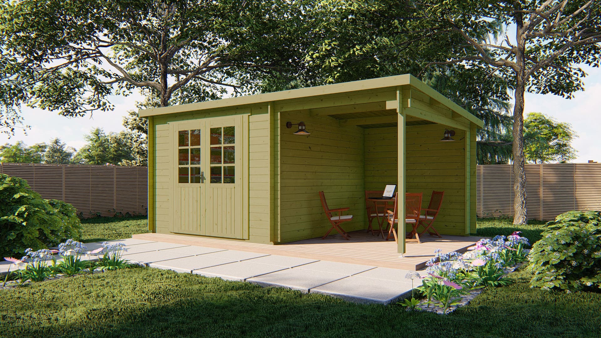 Blokhut Dora geïmpregneerd | Inclusief fundamentbalken, easyroofing, startset en bezorging!