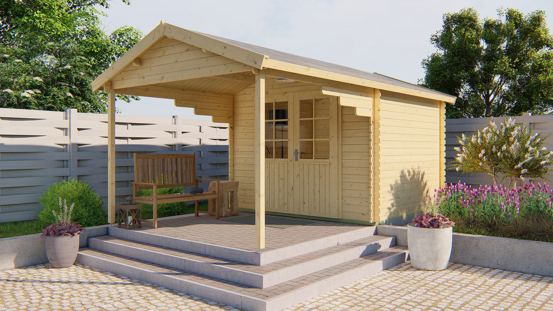 Blokhut Georg geïmpregneerd | Inclusief fundamentbalken, shingles, startset en bezorging!