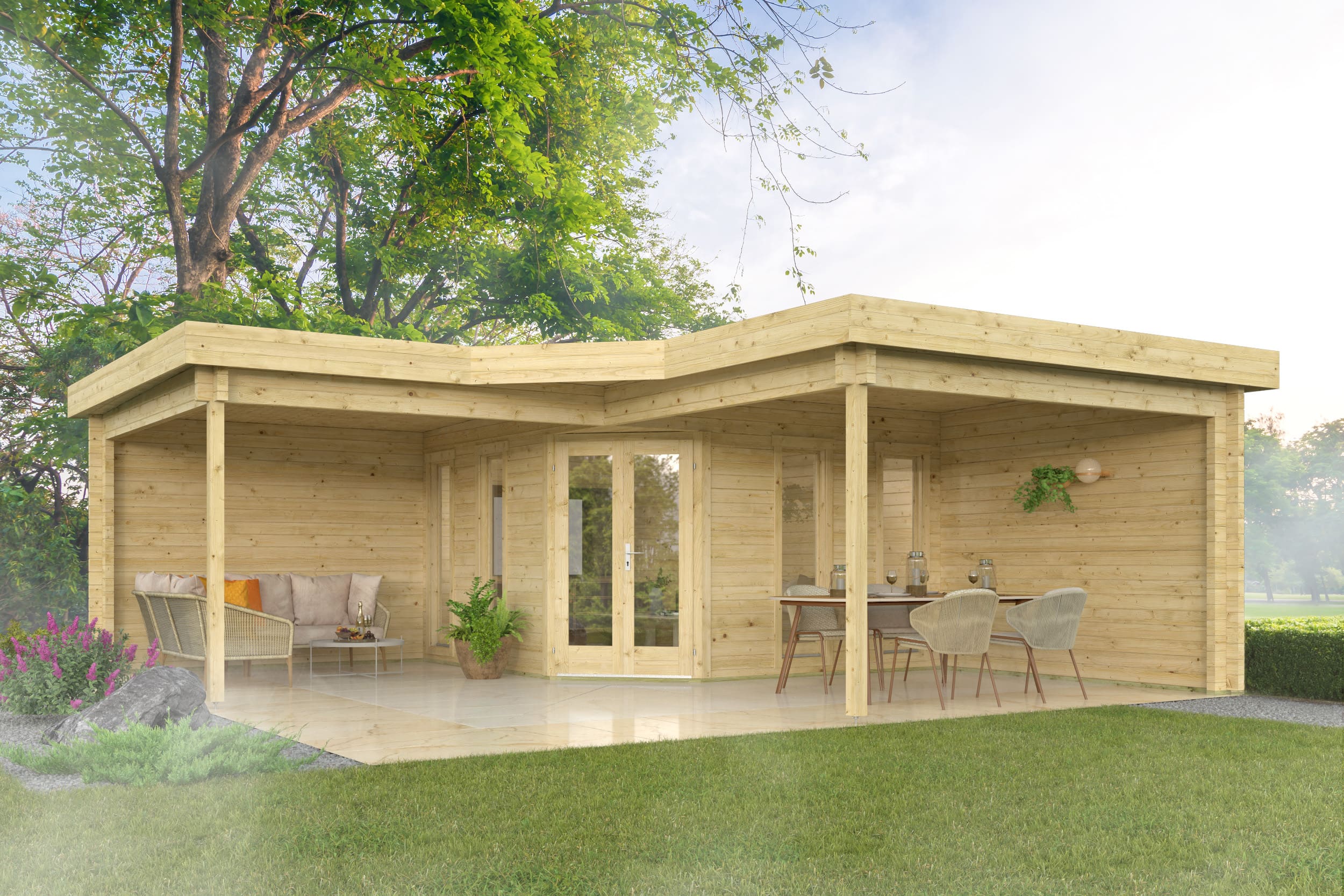 Blokhut Bridgend | Inclusief fundamentbalken, easyroofing, startset en bezorging!